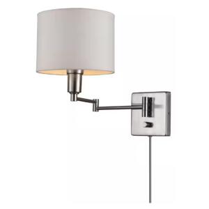 Globe Electric Anderson 1-Light Brushed Steel Plug-In or Hardwire Wall Sconce