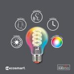 EcoSmart 60-Watt Equivalent Smart A19 Clear Color Changing CEC LED Light Bulb with Voice Control (1-Bulb)