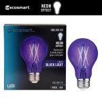 EcoSmart 40-Watt Equivalent A19 Blacklight Ultraviolet Glow in the Dark LED Light Bulb - 1 Pack