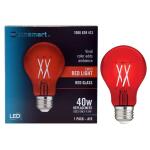 EcoSmart 40-Watt Equivalent A19 Dimmable Filament Red Colored Glass LED Light Bulb - 1 Pack