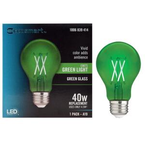 EcoSmart 40-Watt Equivalent A19 Dimmable Filament Green Colored Glass LED Light Bulb - 1 Pack