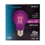 EcoSmart 40-Watt Equivalent A19 Dimmable Filament Purple Colored Glass LED Light Bulb - 1 Pack