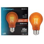 EcoSmart 40-Watt Equivalent A19 Dimmable Filament Orange Colored Glass LED Light Bulb - 1 Pack