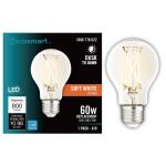 EcoSmart60-Watt Equivalent A19 Dimmable CEC Dusk to Dawn Clear Glass Filament LED Light Bulb Soft White (11CFA1960WDTD01)