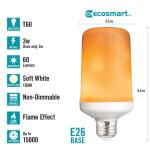 EcoSmart3-Watt Equivalent T60 Cylinder Flame Effect Design E26 Medium Base LED Light Bulb Amber 1-Pack (C/FLAME2/LED/ESM)