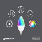 EcoSmart60-Watt Equivalent Smart B11 E12 Color Changing CEC LED Light Bulb with Voice Control (1-Bulb)