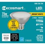 EcoSmart75-Watt Equivalent PAR30S Dimmable Adjustable Beam Angle LED Light Bulb Bright White 2-Pack (A20PR30S75ES32)