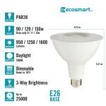 EcoSmart 90/120/150-Watt Equivalent PAR38 3-Way Flood Energy Star Dimmable CEC LED Light Bulb 5000K Daylight 2-Pack (FG-04305)