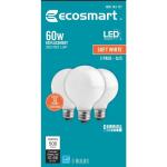 EcoSmart60-Watt Equivalent G25 Globe Dimmable ENERGY STAR Filament LED Frosted Vintage Light Bulb Soft White 3-Pack (FG-03393)