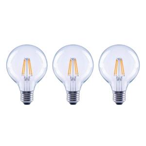 EcoSmart40-Watt Equivalent G25 Globe Dimmable ENERGY STAR Clear Glass Filament LED Vintage Edison Light Bulb Daylight 3-Pack (FG-03398)