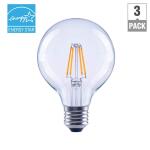 EcoSmart40-Watt Equivalent G25 Globe Dimmable ENERGY STAR Clear Glass Filament LED Vintage Edison Light Bulb Daylight 3-Pack (FG-03398)