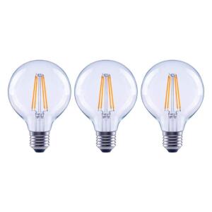 EcoSmart100-Watt Equivalent G25 Dimmable Globe Clear Glass Filament LED Vintage Edison Light Bulb Daylight 3-Pack (FG-04214)