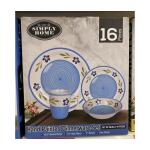 Simply Home Hand Painted Dinnerware Set 16 pcs White/Light Blue