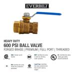 Everbilt1/2 in. Brass FPT Full Port Threaded Ball Valve (107-403EB)