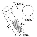 Everbilt1/2 in.-13 tpi x 8 in. Galvanized Carriage Bolt (1-Pack) (803636)