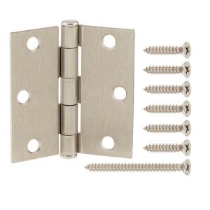 Everbilt3 in. Square Radius Satin Nickel Squeak-Free Door Hinge (28616)