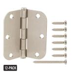 Everbilt 3-1/2 in. x 5/8 in. Radius Satin Nickel Squeak-Free Door Hinge (12-Pack) (28726)