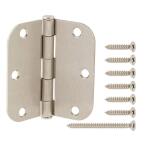 Everbilt 3-1/2 in. x 5/8 in. Radius Satin Nickel Squeak-Free Door Hinge (12-Pack) (28726)