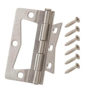 Everbilt 3 in. Satin Nickel Non-Mortise Hinges (2-Pack) (29167)