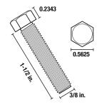 Everbilt3/8 in.-16 x 1-1/2 in. Zinc Plated Hex Bolt (25-Pack) (800830)