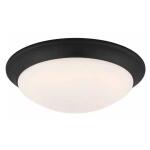 Hampton Bay Stetson 11 in. Transitional Satin Bronze 5CCT Integrated LED Flush Mount with Frosted Clear Glass Shade for Kitchen