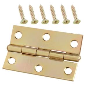 Everbilt 3 in. Non-Removable Pin Narrow Utility Hinge Satin Brass (2-Pack)