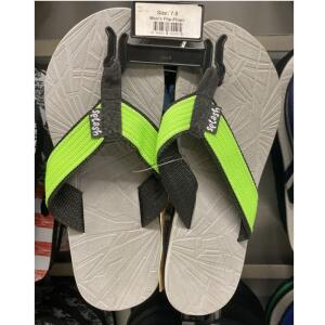 Splash Mens Flip FLops L Grey Neon Green Size 7