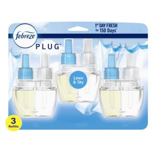 Febreze Fade Defy Plug-In Air Freshener Refill (3 Refills), Linen & Sky Scent, 0.87 oz each (003077213846)