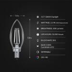 Feit Electric40-Watt Equivalent B10 E12 Candelabra Dim White Filament Clear Glass Chandelier LED Light Bulb Daylight 5000K 3-Pack (CTC40950CAWFILHDRP/3)