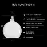 Feit Electric60-Watt Equivalent Round Dimmable Oversized Frost Glass E26 LED Light Bulb Soft White 2700K (RND/F/927CA/HDRP)