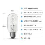 Feit Electric40-Watt Equivalent T14 Dimmable Spiral Filament Clear Glass E26 Vintage Edison LED Light Bulb, Daylight (T1440/S/CL/950CAHDRP)