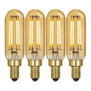 Feit Electric 40-Watt Equivalent T6 Dimmable Straight Filament Amber Glass E12 Candelabra Vintage LED Light Bulb, Warm White 4-Pack (T640VG/LED/HDRP/4/RP)