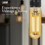 Feit Electric40-Watt Equivalent T6 Dimmable Straight Filament Amber Glass E12 Candelabra Vintage LED Light Bulb, Warm White 4-Pack (T640VG/LED/HDRP/4/RP)