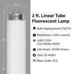 Feit Electric20-Watt 2 ft. T12 G13 Linear Fluorescent Tube Light Bulb, Cool White 4100K 2-Pack (F20T12/CW/2)