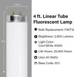 Feit Electric40-Watt 4 ft. T12 G13 Linear Fluorescent Tube Light Bulb, Cool White 4100K 2-Pack (F40CWX/2)