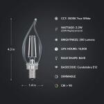 Feit Electric25W Equivalent BA10 E12 Candelabra Dim White Filament Clear Glass Chandelier LED Light Bulb, True White 3500K 3-Pack (CFC25935CAWFILHDRP/3)