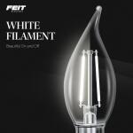 Feit Electric25W Equivalent BA10 E12 Candelabra Dim White Filament Clear Glass Chandelier LED Light Bulb, True White 3500K 3-Pack (CFC25935CAWFILHDRP/3)