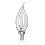 Feit Electric40W Equivalent BA10 E12 Candelabra Dim White Filament Clear Glass Chandelier LED Light Bulb Soft White 2700K 3-Pack (CFC40927CAWFILHDRP/3)