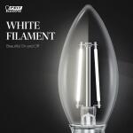 Feit Electric25W Equivalent B10 E12 Candelabra Dim White Filament Clear Glass Chandelier LED Light Bulb, Bright White 3000K 3-Pack (CTC25935CAWFILHDRP/3)