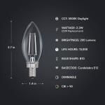 Feit Electric25-Watt Equivalent B10 E12 Candelabra Dimmable White Filament Clear Chandelier LED Light Bulb, Daylight 5000K 3-Pack (CTC25950CAWFILHDRP/3)