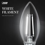 Feit Electric60-Watt Equivalent B10 E12 Candelabra Dim White Filament Clear Glass Chandelier LED Light Bulb Daylight 5000K 3-Pack (CTC60950CAWFILHDRP/3)