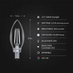 Feit Electric60-Watt Equivalent B10 E12 Candelabra Dim White Filament Clear Glass Chandelier LED Light Bulb Daylight 5000K 3-Pack (CTC60950CAWFILHDRP/3)