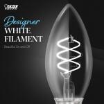 Feit Electric60-Watt Equivalent B10 Double Spiral White Thin Filament Clear E12 Candelabra LED Light Bulb, Daylight 5000K 2-Pack (CTC60S2950WFILHDRP/2)