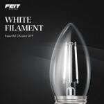 Feit Electric60-Watt Equivalent B10 E26 Medium Dim White Filament Clear Glass Chandelier LED Light Bulb, True White 3500K 3-Pack (ETC60935CAWFILHDRP/3)