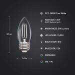 Feit Electric60-Watt Equivalent B10 E26 Medium Dim White Filament Clear Glass Chandelier LED Light Bulb, True White 3500K 3-Pack (ETC60935CAWFILHDRP/3)