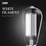 Feit Electric60-Watt Equivalent ST19 Dimmable White Filament Clear Glass E26 Vintage Edison LED light Bulb, Daylight 5000K 4-Pack (ST1960950CAWFILHDRP4)