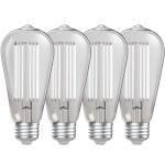 Feit Electric60-Watt Equivalent ST19 Dimmable White Filament Clear Glass E26 Vintage Edison LED light Bulb, Daylight 5000K 4-Pack (ST1960950CAWFILHDRP4)