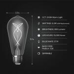 Feit Electric60-Watt Equivalent ST19 Dimmable Knot Thin White Filament Clear Glass E26 Vintage Edison LED Light Bulb Warm White 2100K (ST1960S3821WFIL/HDRP)