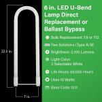 Feit Electric15-Watt 6 in. T8 G13 Type AB Plug and Play and Ballast Bypass Linear U-Bend LED Tube Light Bulb, Selectable White (T848/3CCT/U6/LED)