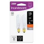 Feit Electric15-Watt Soft White (2700K) T6 Dimmable 145V Candelabra E12 Base Incandescent Light Bulb 2-Pack (BP15T6/2-145/HDRP)